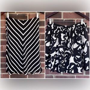 Set of 2 skirts black and white striped and floral women’s size Small